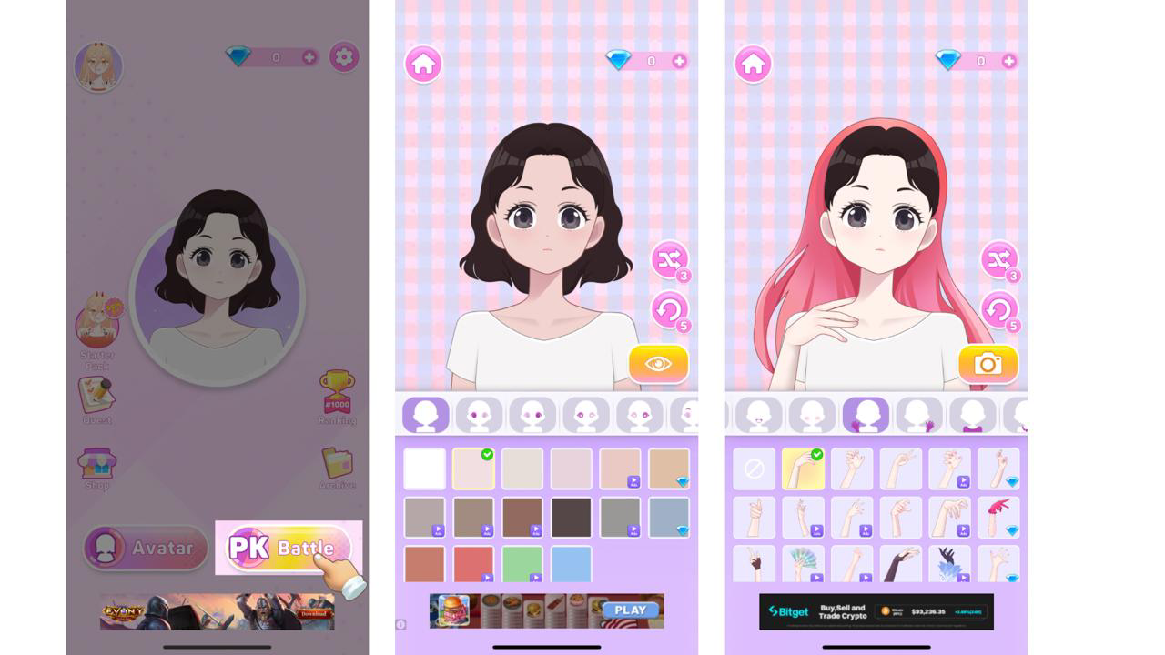 Interface of Anime Avatar Maker - a highly efficient cartoon chibi maker