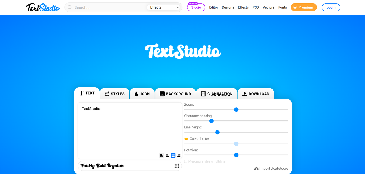 Text Studio interface