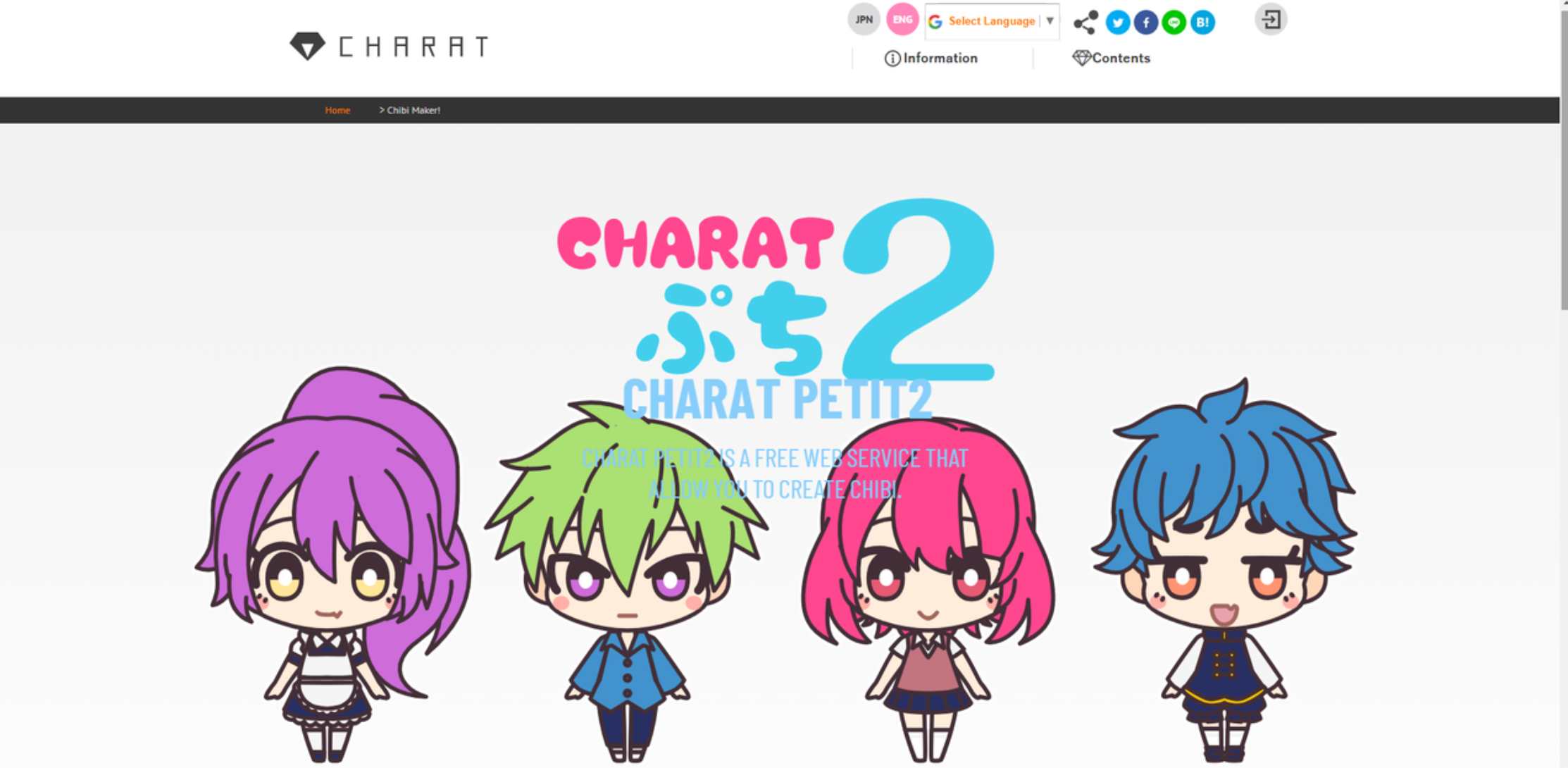 Interface of Charat - a quick way to make your own chibi figure