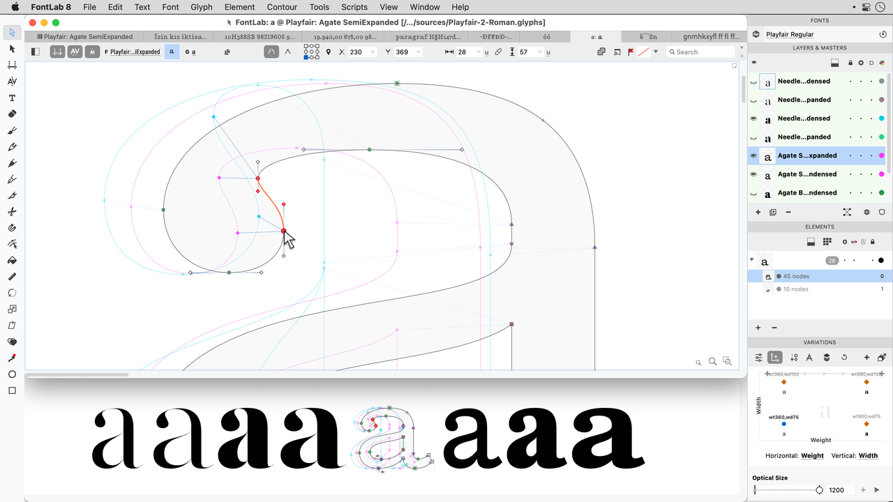 Interface of FontLab - one of the best cute text generator