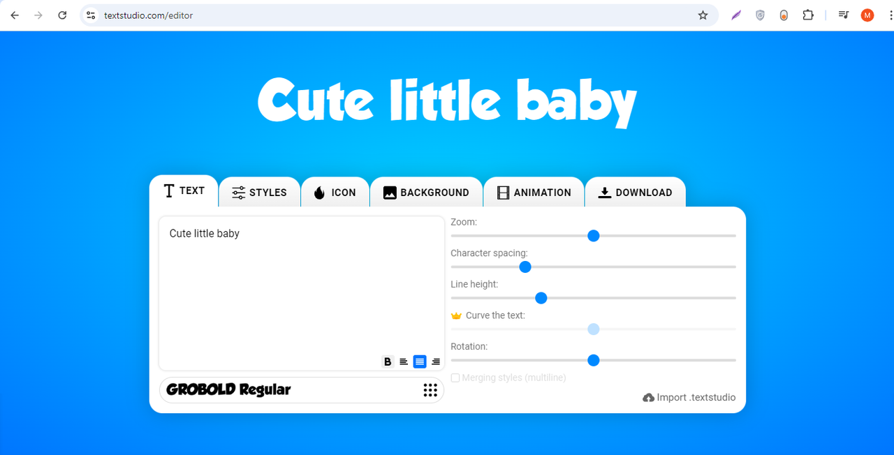 Interface of Text Studio - another best tool for cute letter generator