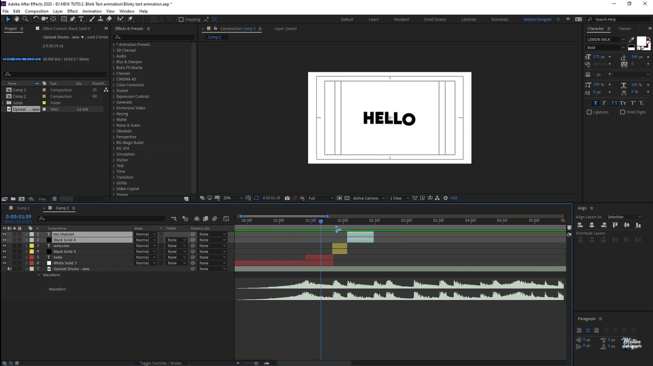  After Effects timeline showing adjusted keyframes for synced animation