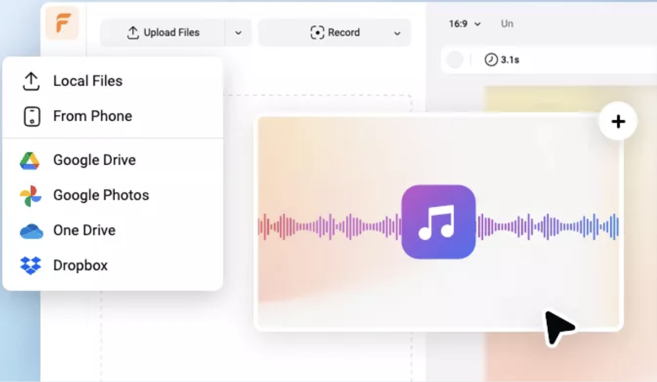 Upload MP3 files to FlexClip editor