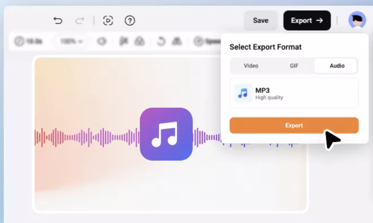 Exporting merged MP3 files from the FlexClip editor