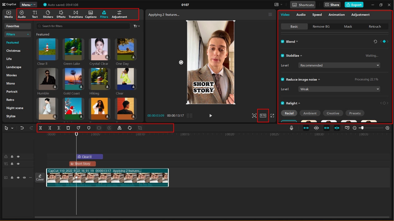 Showing the interface of CapCut desktop video editor editing the downloaded YT Shorts