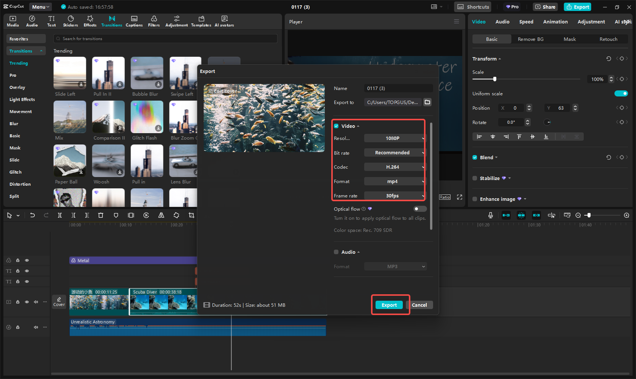 Exporting and sharing video in CapCut