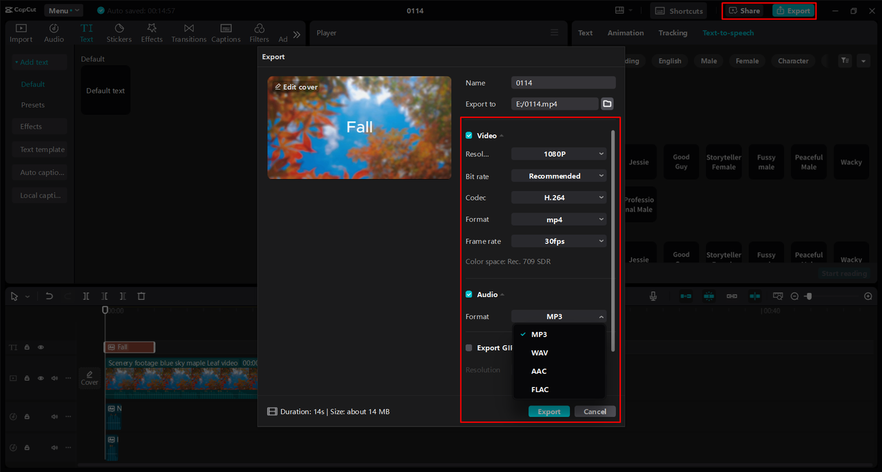 Exporting a video from the CapCut desktop video editor 