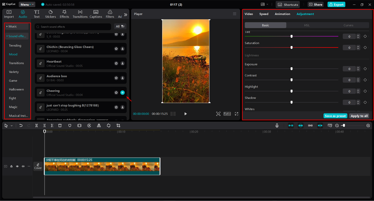 Editing and enhancing a YouTube Short in the CapCut desktop video editor