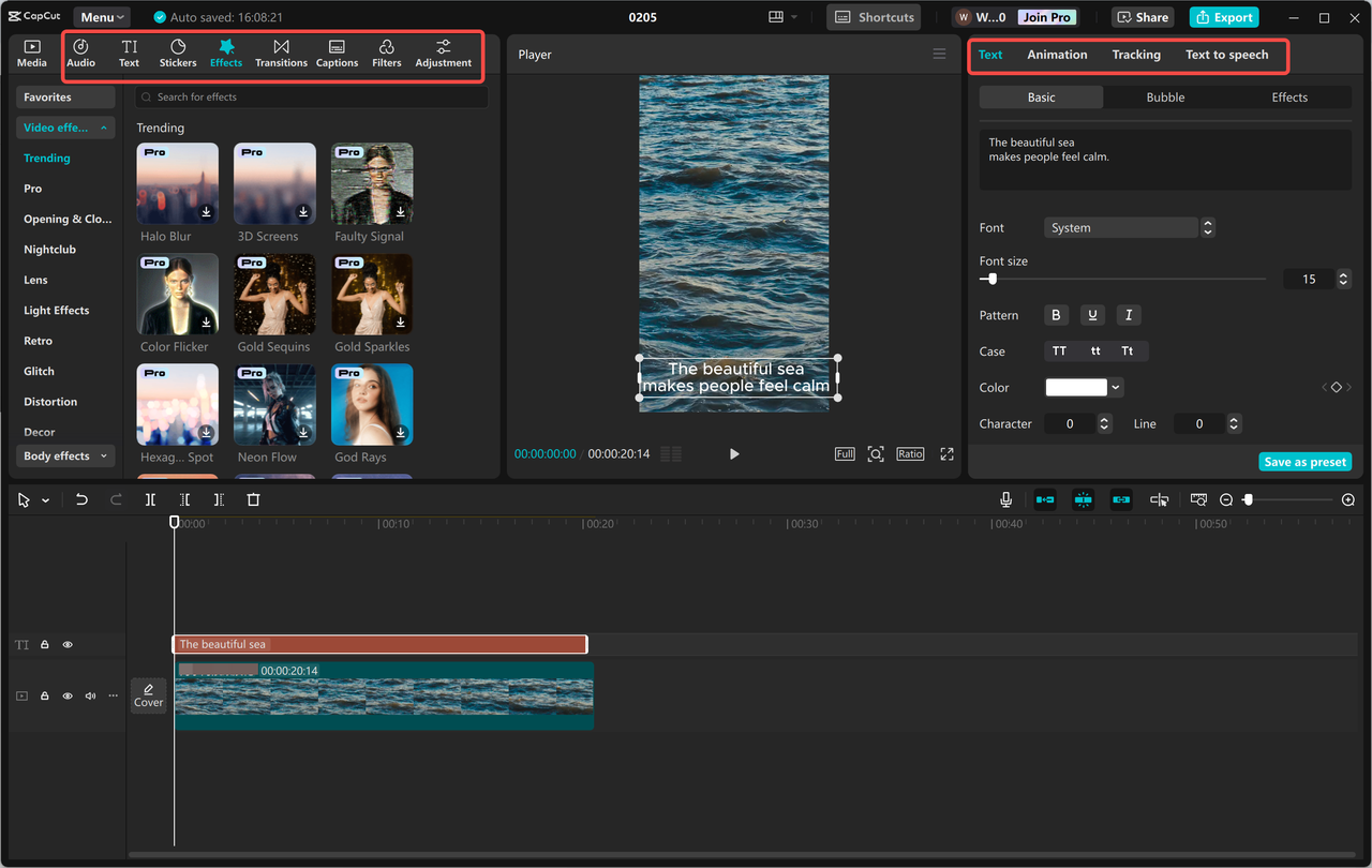 Editing a copyright-free video for YouTube in the CapCut desktop video editor 