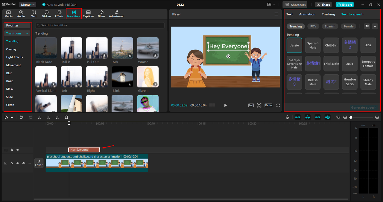 Editing an animated corporate video in the CapCut desktop video editor 