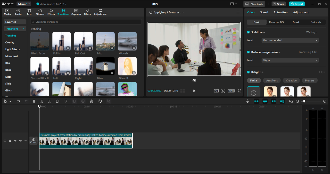 Interface of the CapCut desktop video editor - a quick way to make budget friendly corporate videos