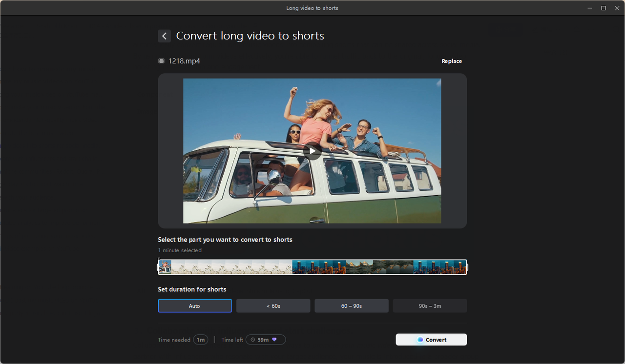 Turn long videos into shorts using CapCut