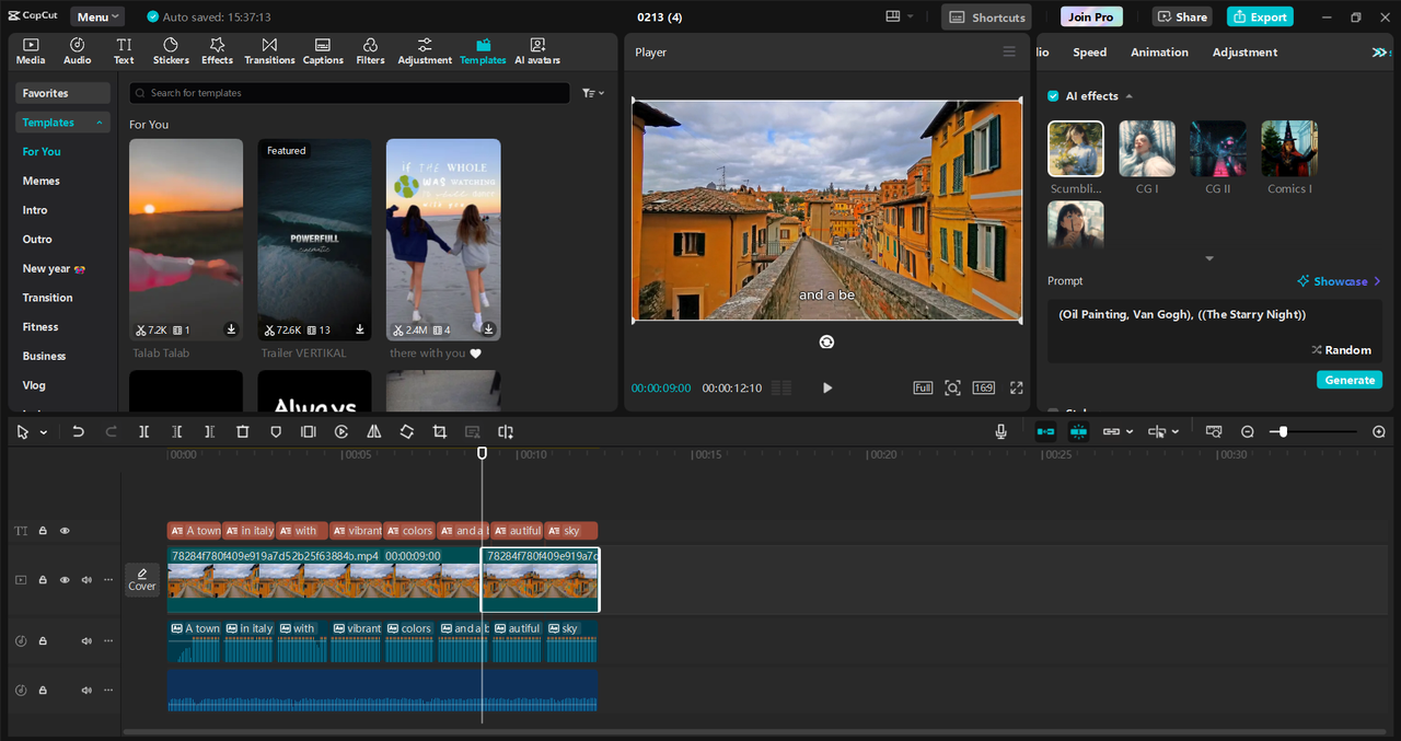 Interface of the CapCut desktop video editor - an alternative to DeepSeek and Canva for video production