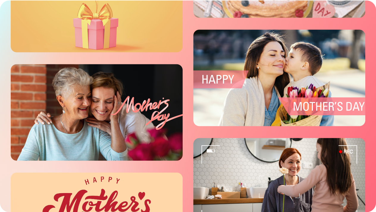 Choose an online Mother's Day video template, then cutomize it directly