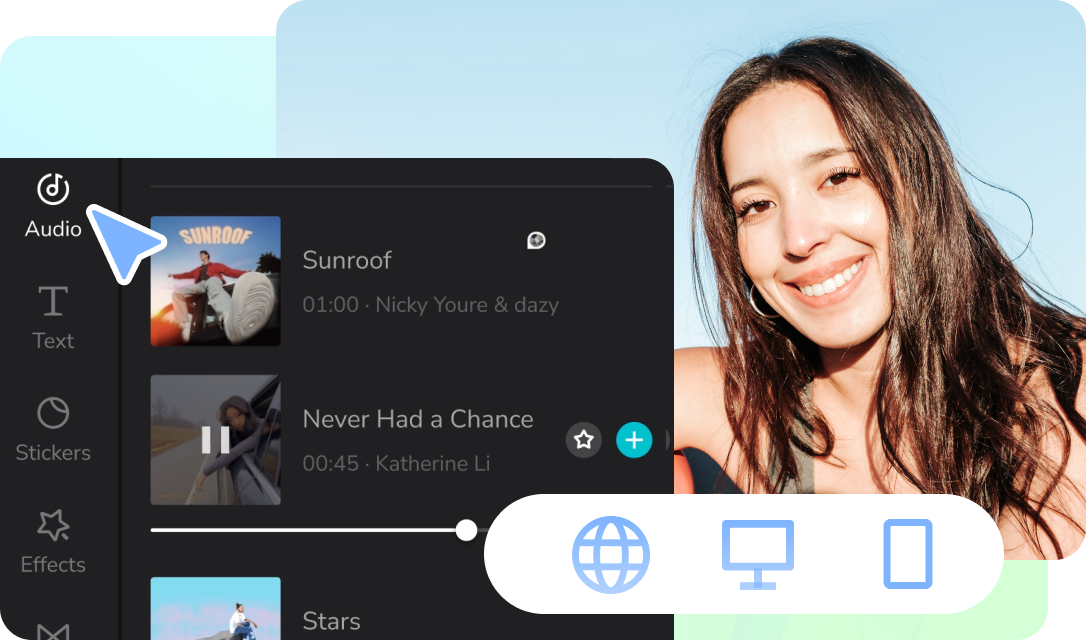 Add music to video for free, anytime, anywhere