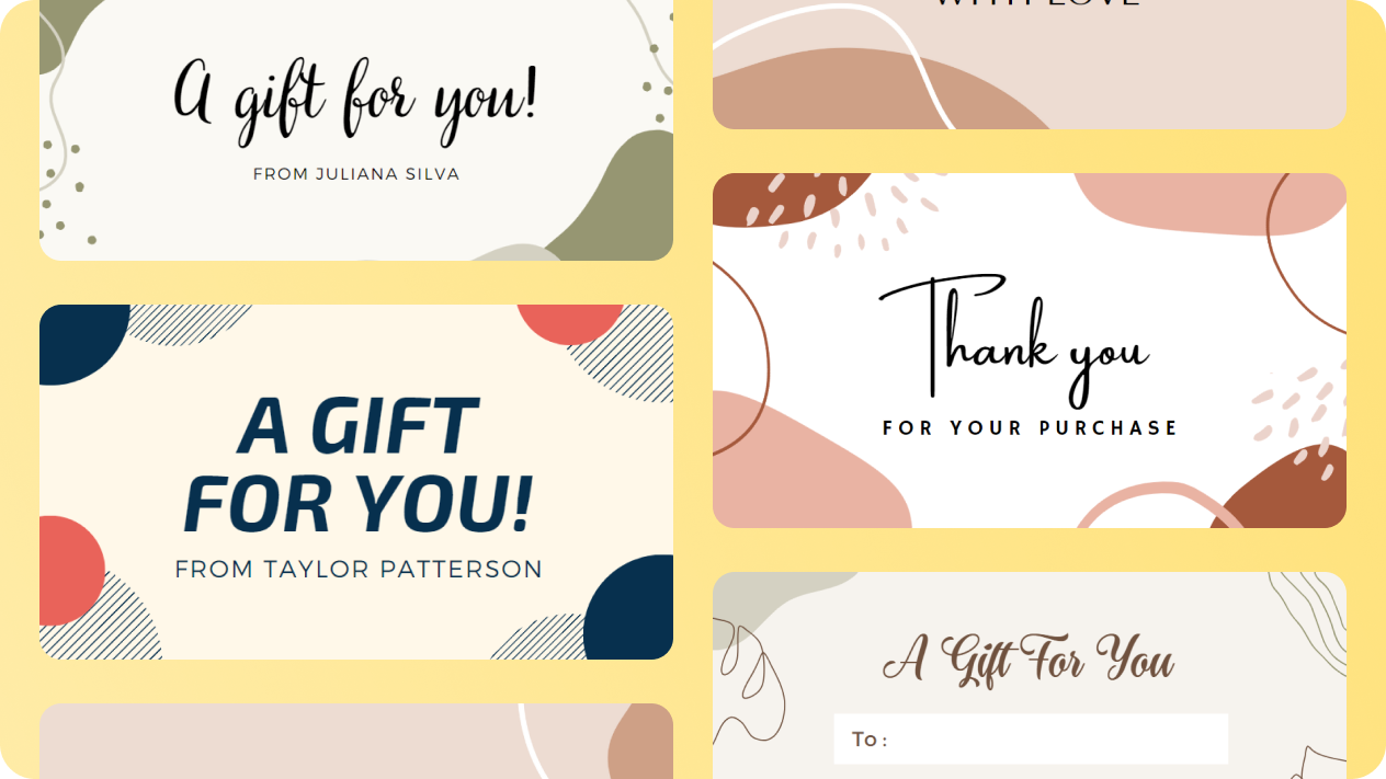 Customizable templates specifically designed for gift tags