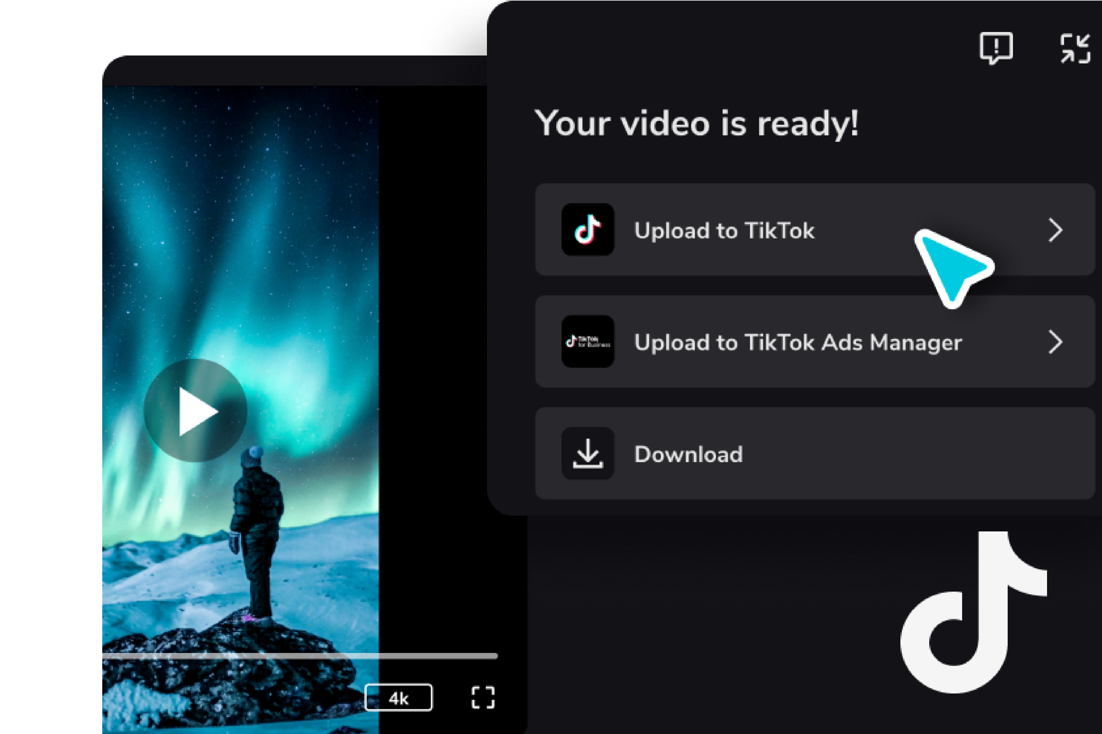 Carregue vídeos diretamente no TikTok ou baixe sem marcas d 'água