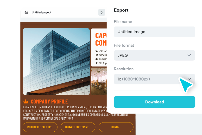 Export the business flyer in high-quality format