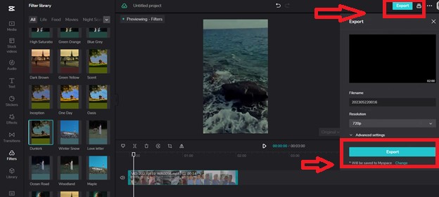 Export and share recorded video