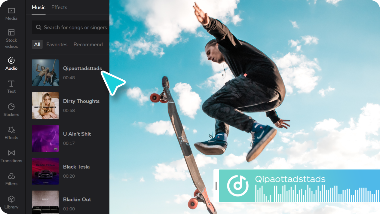 Choose a piece of background music from Stock