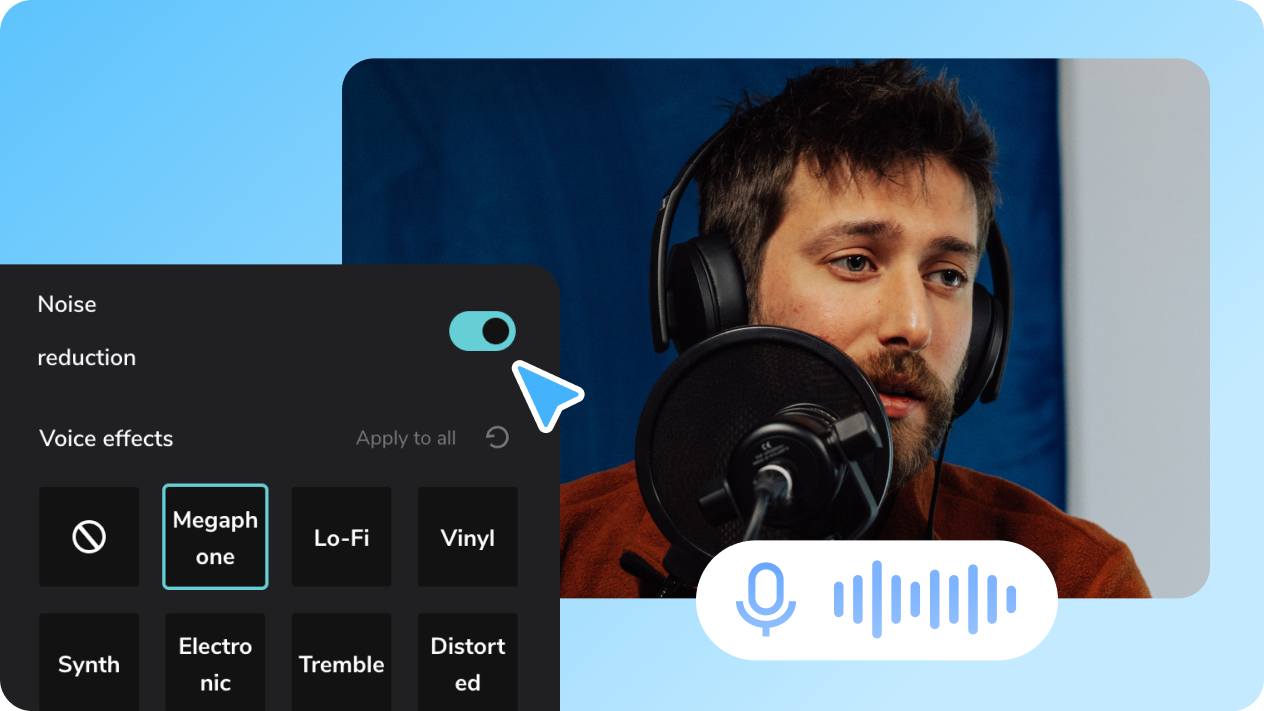 Record your own voice or voice-overs in real time online with no limits