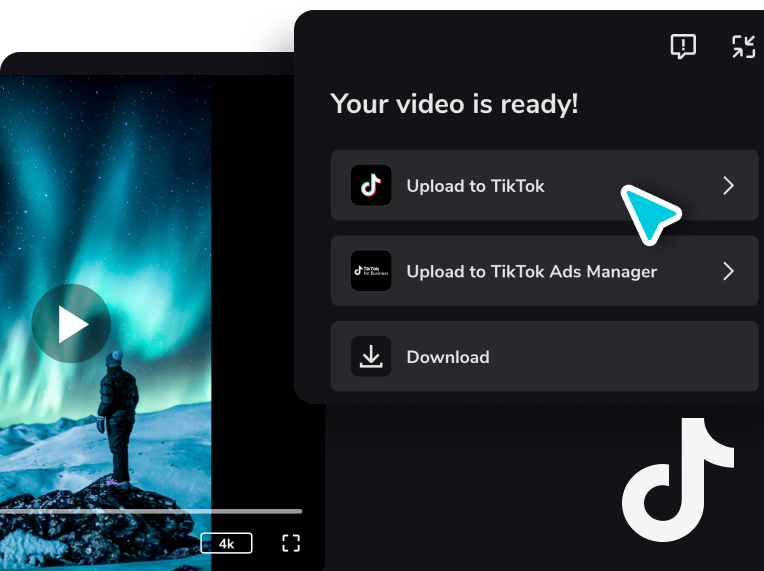 Share the TikTok ad or upload it to TikTok directly