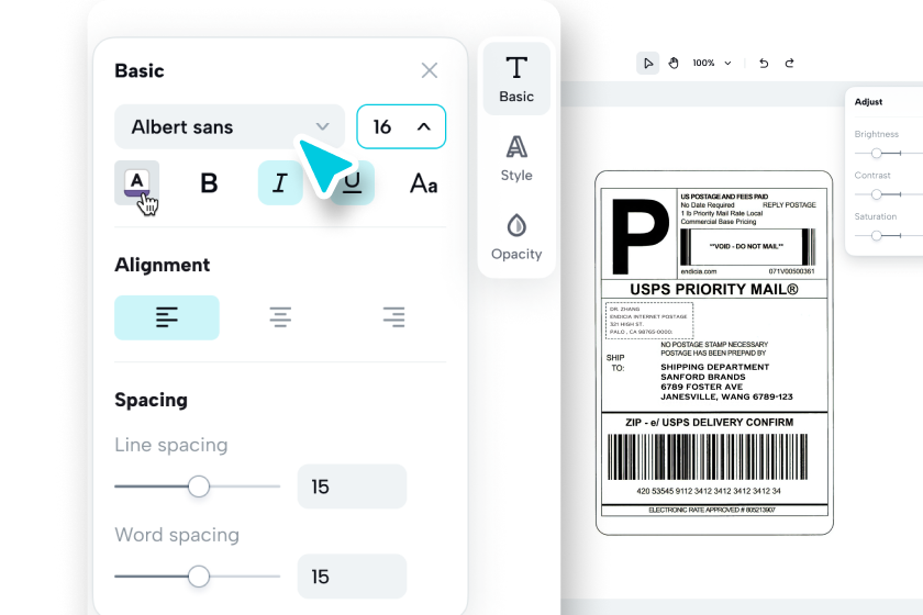 Customize your shipping label