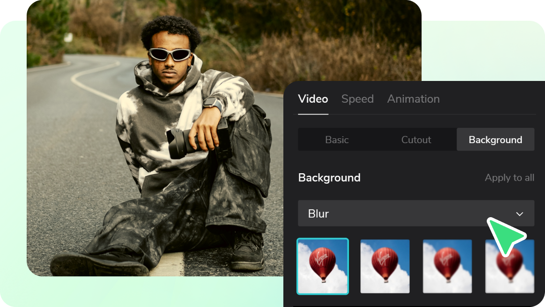 Blur a video background by adjusting the intensity