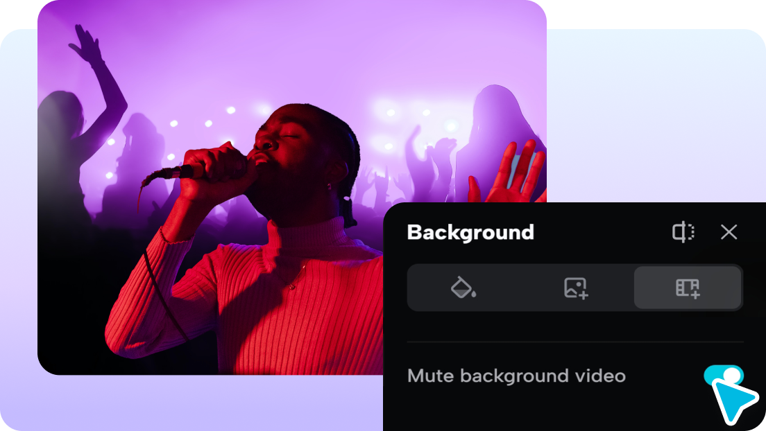 Mute background video in one click