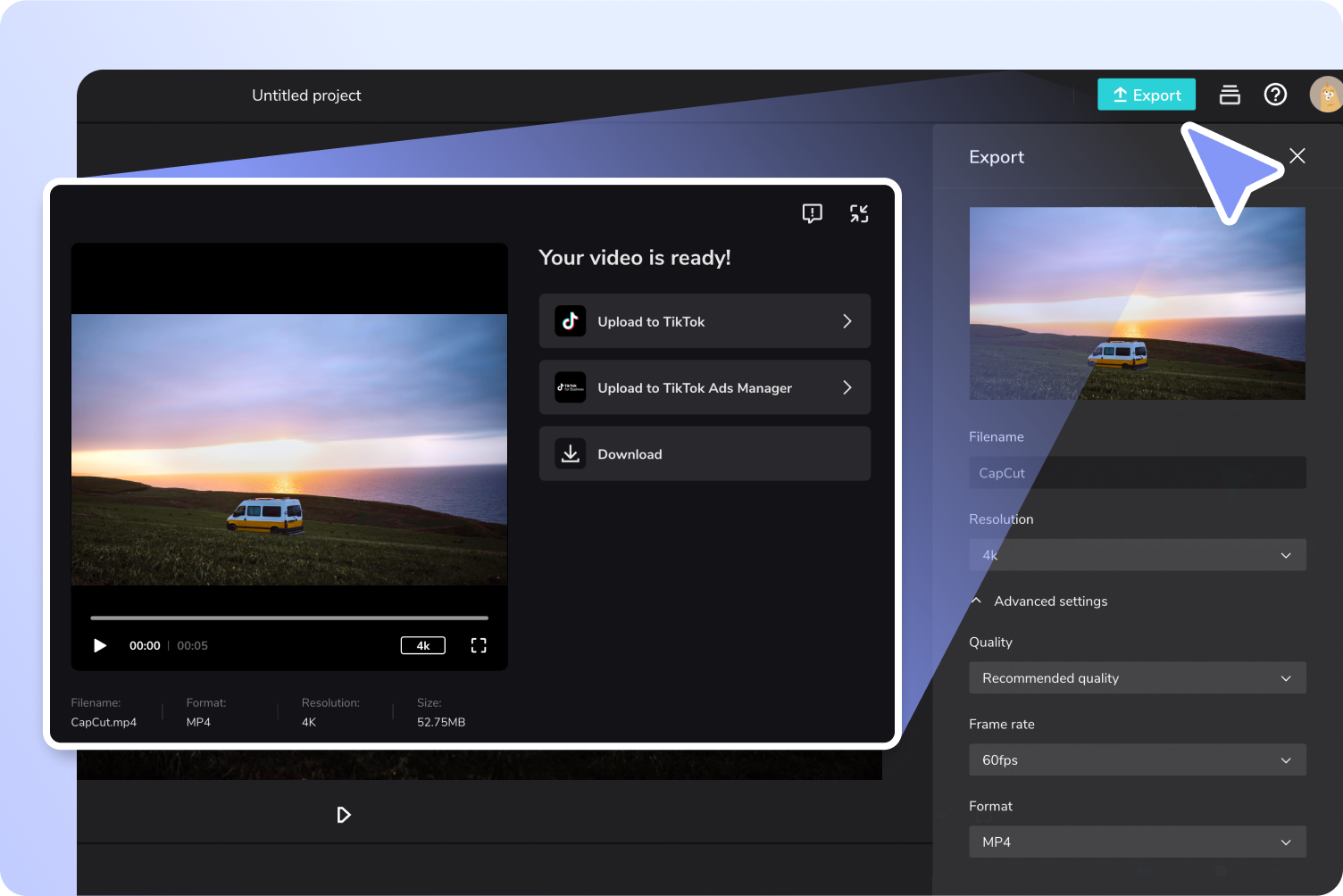 Export & share the accelerated video 