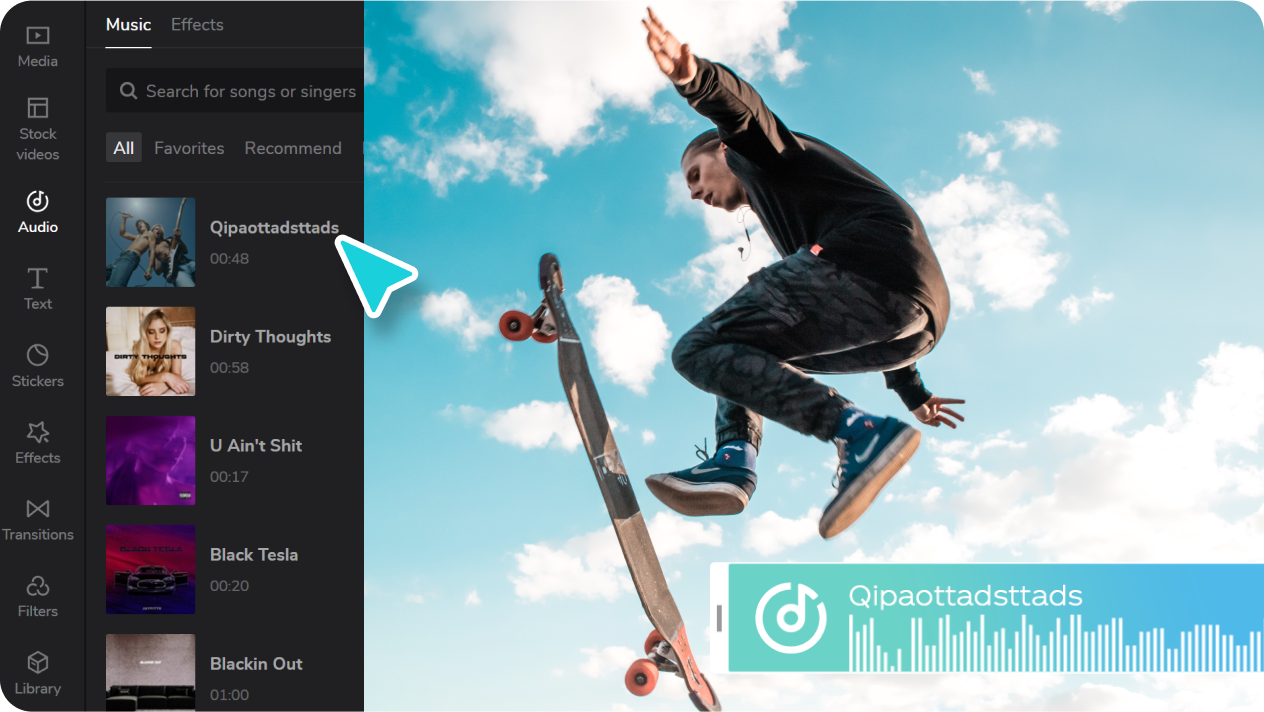 Add soundtrack to the track with voiceovers or built-in audio